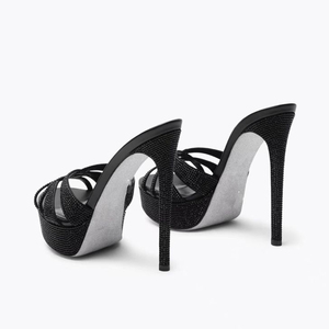 Sandalias de Plataforma con Tiras Cruzadas y Tacón Alto Delgado para Mujer, Talla Grande 44, con Diamantes Pequeños Coloridos de Verano y Punta Abierta - Product Image 4