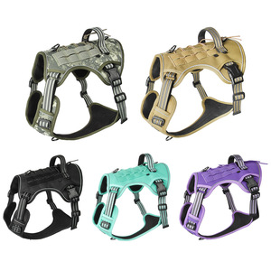 Chaleco táctico reflectante para mascotas, arnés para perros, cuerda de tracción, juego de correa de nailon, botón acolchado, entrenamiento al aire libre grande a prueba de explosiones - Product Image 5