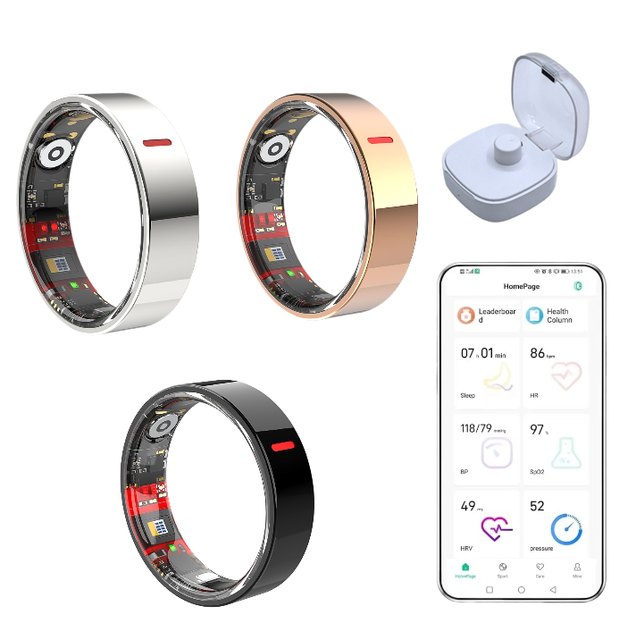 Health Ring Fitness Tracking Heart Rate Blood Oxygen Sleep Tracker IP68 Steel Wireless Charging Smart Ring App Control 5-10 Days