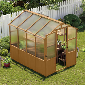 Invernadero de Jardín con Estructura de Madera de Cedro y Techo de Policarbonato con Ventilación para Plantas y Flores, Nuevo - Product Image 1
