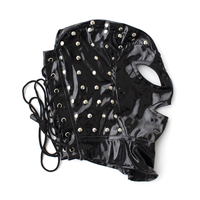 Accessoires de bondage BDSM pour hommes et femmes, couvre-chef sexuel, jouets pour adultes, accessoire de scène, bouche ouverte, yeux avec rivets, cuir PU noir