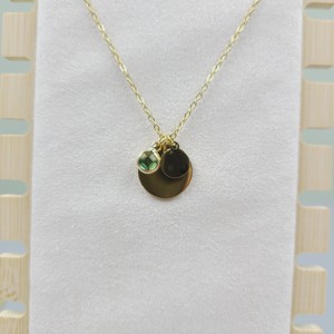 Customised Engraved Name Round Charm Stainless Steel Necklaces Initial <strong>Jewellery</strong> Personalized Name <strong>Birthstone</strong> Round Necklace - Product Image 3