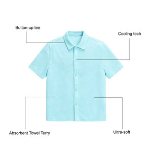 Chemise décontractée <span class=keywords><strong>pour</strong></span> <span class=keywords><strong>homme</strong></span> à manches courtes en tissu éponge ultra doux, respirant et absorbant, avec col boutonné, OEM ODM - Product Image 6