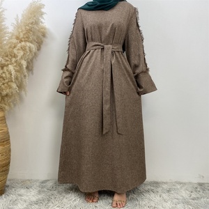6804 #   Nouvelle robe ample en lin à manches fendues, design modeste, style islamique, pour le Ramadan - Product Image 3