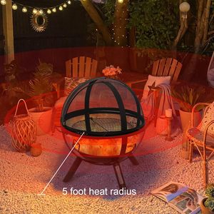 Round <b>Fire</b> <b>Pit</b> <b>Fire</b> <b>Pit</b> <b>Fire</b> Ball with BBQ Grill Patio <b>Fire</b> <b>Pit</b> Fireplace for Camping Mail Order Packing - Product Image 4