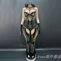 Combinaison de performance sexy pour femmes avec strass, robes tendance pour fêtes d'anniversaire, livraison directe