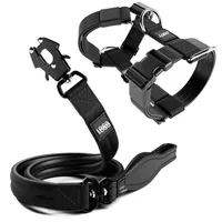 Collier et laisse tactiques pour chien en métal durable testé sous pression, doublure en néoprène mousse avec poignée antidérapante