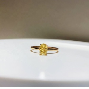 Ruyi đồ trang sức Phụ Nữ Kim Cương Nhẫn vàng vàng 18K <span class=keywords><strong>bezel</strong></span> thiết lập 1 Carat hình bầu dục ưa thích Vivid Vàng Nhẫn cưới Nhẫn vàng - Product Image 4