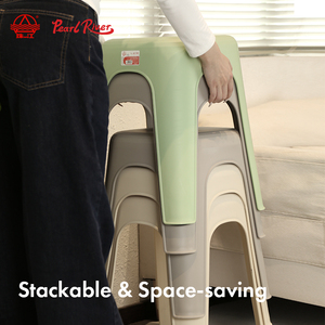 Pearl River Stackable Plastic Chair Modern Minimalist Design Non-Slip <b>Pads</b> Living Room Furniture - Product Image 2
