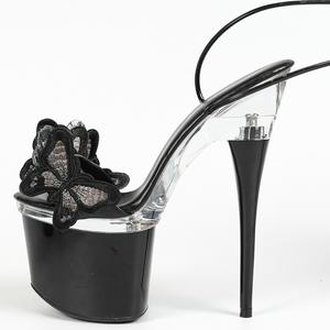 รองเท้าแฟชั่นใหม่ปักลายผีเสื้อสายไขว้17ซม. รองเท้าแตะแพลตฟอร์มผู้หญิงเซ็กซี่หรูหรางานแต่งงานรองเท้าส้นสูง - Product Image 3