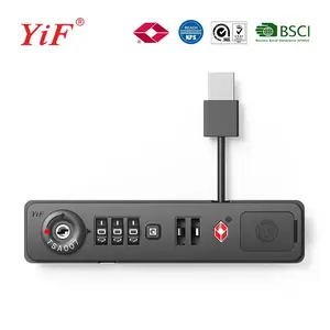 旅行行李箱 YiF 3 位凹槽 TSA 拉链组合锁与 USB 端口