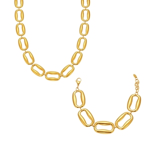 LT-TXE363 High-Polished Stainless Steel Rectangular Necklace Bracelet <strong>Jewelry</strong> Set Exclusively Cross-Border <strong>Supply</strong> Europe <strong>America</strong> - Product Image 4