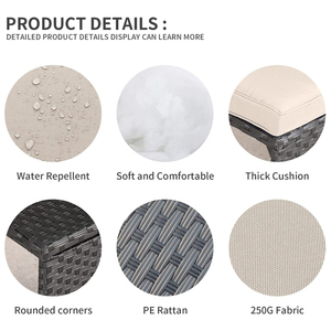 STARRYHEART Ensemble de canapés en rotin pour loisirs d'extérieur Ensemble de meubles en rotin pour patio et jardin Ensemble de meubles en rotin pour conversation - Product Image 2