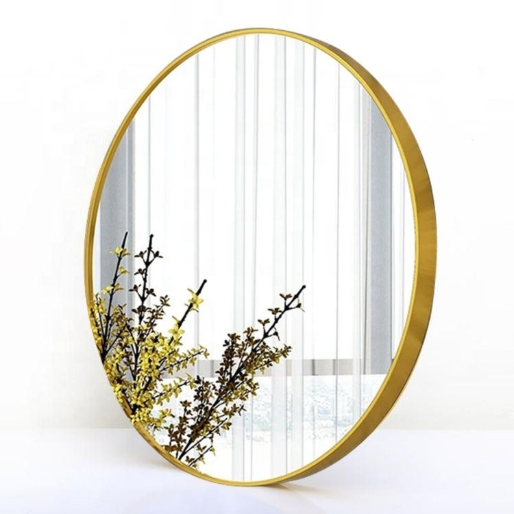 Custom Gold Metal frame Circle Round Makeup Herschel dresssing bathroom room Wall Decorative Mirror