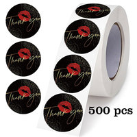 Rouleau d'autocollants promotionnels « Merci » en PVC or rose avec motif floral, 1 pouce, logo personnalisable, pour emballage cadeau petites entreprises et produits d'épicerie