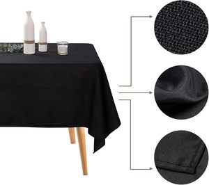 High Quality Woven 100% Polyester Rectangular <b>Black</b> Luxury Wedding Tablecloths for Events-Wrinkle Free & Eco-Friendly - Product Image 2