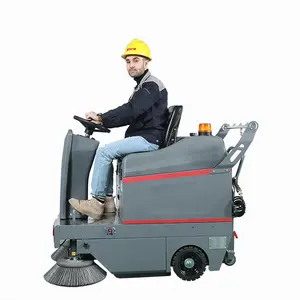 Automatic Brush Ride-on Electric Street Cleaning Machine Driving Lithium Battery Floor Sweeper Car With 80L Dustbin