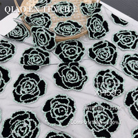 Bas en maille pour filles, broderie de roses noires perlées et sequins, tricoté 100% polyester, résistant à l'abrasion, séchage rapide, respirant