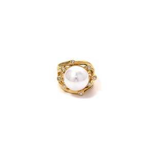 Anillo de Moda de Acero Inoxidable 316L con Baño de Oro PVD, Perla con Diamantes, Joyería para Mujer - Product Image 1