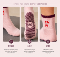 Chaussettes de yoga et de pilates personnalisables, antidérapantes, en coton, pour la pratique de la remise en forme en intérieur, chaussettes de pilates tricotées pour femmes avec logo