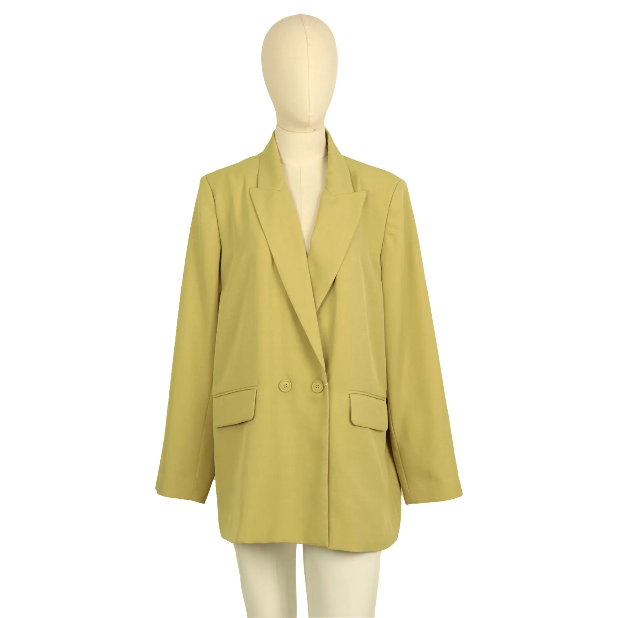 Alphan Spring Fashion Blazer Jacket Women Casual Collar Pockets Long Sleeve Work Suit Coats Office Lady Solid Blaze