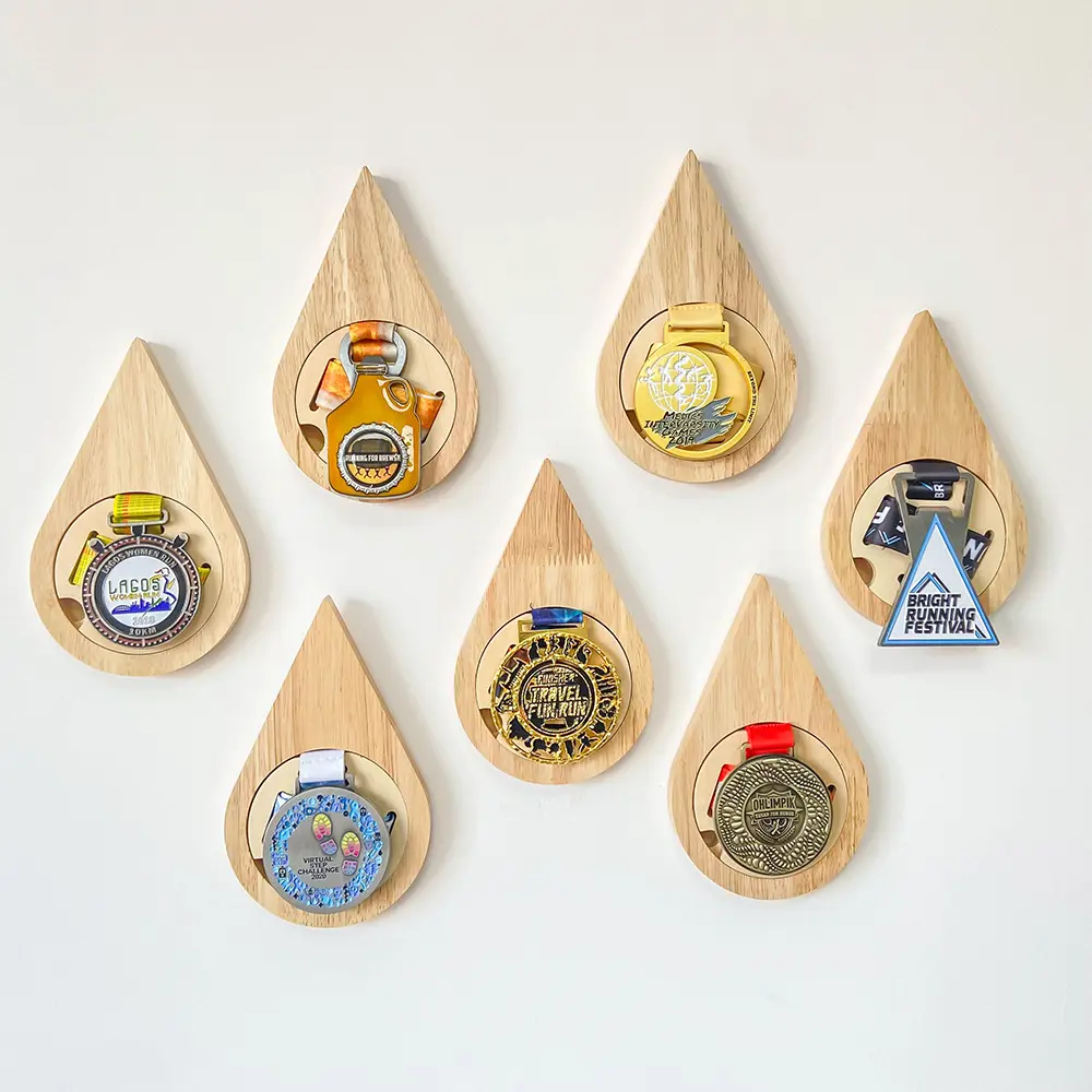 Soporte de madera para Medallas de empalme en forma de gota, nuevo puzle cruzado para pared del hogar