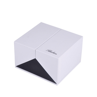 Luxe personnalisé blanc rabat double ouverture porte papier pliable fermeture magnétique montre bijoux bague emballage boîte