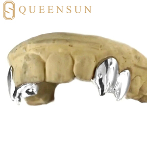 Joyería <span class=keywords><strong>de</strong></span> Plata <span class=keywords><strong>de</strong></span> Ley 925 Maciza, Oro <span class=keywords><strong>de</strong></span> 10K, 14K <span class=keywords><strong>y</strong></span> 18K, Dos Dientes <span class=keywords><strong>de</strong></span> Vampiro Personalizados con Moissanita VVS, Modelo Queensun - Product Image 5