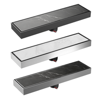 Drain de douche linéaire moderne anti-odeur 30x8cm, finition gris brossé, acier inoxydable 304, insert de carrelage, drain de sol dissimulé pour salle de bain