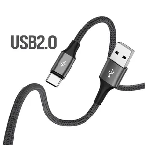 2024 Neuankömmling Großhandel Online-Shop Nylon Geflochtenes Typ C Kabel USB 2.0 Typ C Rot Grau Farbe Daten synchron isation Schnell ladung USB C Kabel