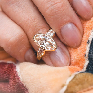 Nhẫn kim cương nhân tạo CVD VVS2 mài giác cổ điển, vàng nguyên chất cao cấp dành cho nữ, dùng làm nhẫn đính hôn, nhẫn cưới - Product Image 4