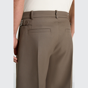 Pantaloncini da <span class=keywords><strong>Uomo</strong></span> Eleganti a Pieghe Color Kaki, Gamba Larga, su Misura, <span class=keywords><strong>Bermuda</strong></span> Formali a Metà Coscia per Ufficio e Stile Quotidiano - Product Image 5