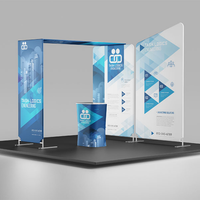 Stand de Exhibición Portátil Ligero de 10x10 pies con Tela Tensada, Instalación sin Herramientas para Ferias Comerciales