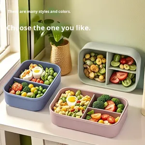 Food-Grade Silicone Bento Storage <b>Box</b> Three <b>Compartments</b> Microwave Heating <b>Compartment</b> <b>Lunch</b> Bowl Student-friendly <b>Lunch</b> <b>Box</b> - Product Image 4
