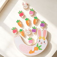 Nouveau jouet d'équilibre en bois Montessori en forme de lapin, jeu de blocs à empiler, coordination œil-main, jouet d'apprentissage précoce pour les garçons et les filles d'âge préscolaire