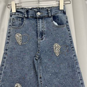 Conjunto de Vaquero Juvenil 2026, Traje de <span class=keywords><strong>Jeans</strong></span>, <span class=keywords><strong>Blazer</strong></span> con Cuentas en Forma de Corazón para Mujer, Pantalones Anchos, Lentejuelas en Forma de Estrella, Ropa Infantil - Product Image 4