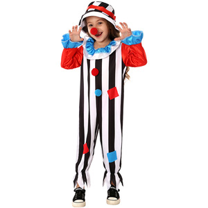Disfraz de payaso para niños, mono a rayas para actuaciones en escenario, 5-7 años, negro, blanco, rojo, azul - Product Image 2