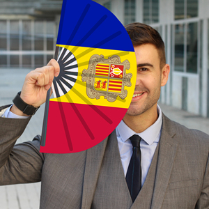 Abanicos Plegables de Bambú con la Bandera de Andorra al por Mayor, Abanico de Mano para Carnaval, Boda, Festival, Fiesta, Agencia de Viajes - Product Image 1