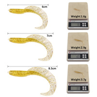Leurres souples Luya Texas Rig en gel de silice à queue enroulée 6cm/7cm/8.5cm, leurres de simulation lumineux, 10 pièces/sac