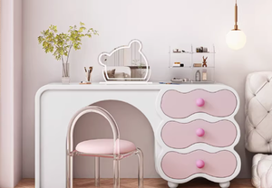 Coiffeuse en bois massif laqué, pour chambre à coucher, style moderne et épuré pour petit appartement, coiffeuse de chevet - Product Image 5