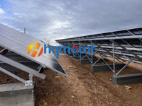 Structure de montage au sol solaire en aluminium, avec poteaux de foulochage robustes en acier C et U, revêtement HQ Mount ZM, et poteaux à vis anti-corrosion de qualité supérieure