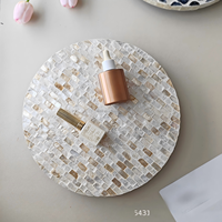 Plateau rotatif décoratif fait main avec incrustations de coquillages, motif nature morte, style européen, luxe léger, pour rangement d'aromathérapie, pour la maison et le bureau