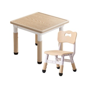 Ensemble de table d'artisanat d'art pour enfants réglable en hauteur Table de <span class=keywords><strong>chaise</strong></span> carrée pour bambin pour chambre d'école en plein air en bois pour jeu créatif - Product Image 5