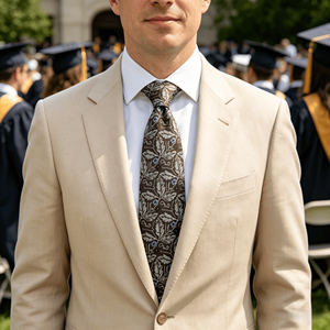 Custom Logo Men's Blue <b>Polyester</b> Jacquard Necktie Striped Pattern Formal Business Style - Product Image 4