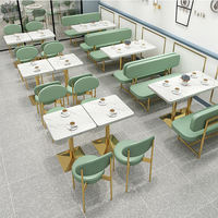 Meubles de restaurant et d'hôtel modernes en bois écologiques, tables et chaises, ensembles de tables avec plateau en pierre, sièges en banquette