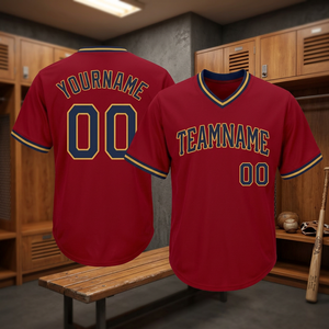 Camiseta de Béisbol Personalizada para Hombre, Cuello en V, Color Rojo, Nombre del Equipo 00, Impresión Serigrafiada, Absorbe la Humedad, Manga Corta, Talla Adulto - Product Image 3