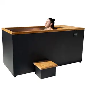 Customized Stainless Steel Liner Wood Cold Plunge Tub Cold Soak Recovery Pod With Chiller And Cover Ice BathTub For Sale