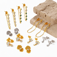 Boucles d'oreilles pendantes Gaovo Premium Design CZ avec chaîne et pompon en acier inoxydable résistant au ternissement, vente en gros, bijoux de mode pour femmes