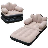Canapé d'angle moderne une place 2-en-1 gonflable en PVC, ensemble de mobilier de chambre et chaise longue de salon