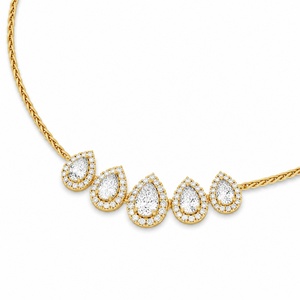 Custom Lab Grown Diamond Pear Cut Halo Necklace 14K 18K Gold Fine Jewelry OEM ODM Manufacturer Factory for Bridal <b>Wedding</b> - Product Image 3